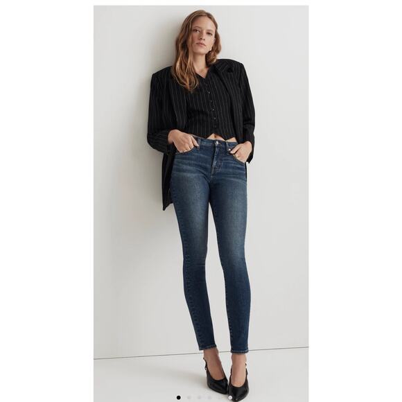 Madewell 9" High Rise Skinny Denim Jeans 28 Dark Wash - Picture 1 of 7
